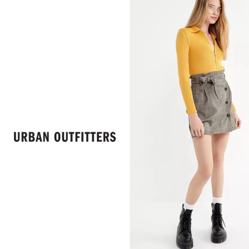 Urban Outfitters Penelope Plaid Paper bag wrap skirt